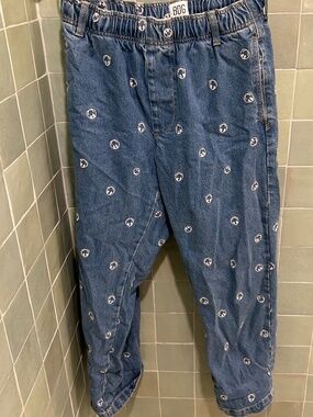 Urban Outfitters/  BDG Embroidered Smiley Face Denim Jeans Elastic Waist /Size S